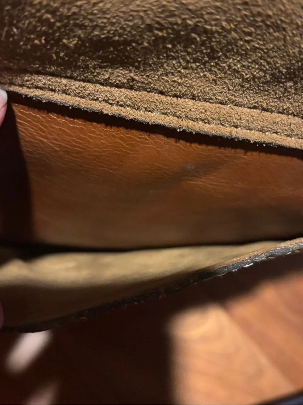 Patricia Nash Italian Leather Cognac Brown Tooled Crossbody Bag with Whipstitch